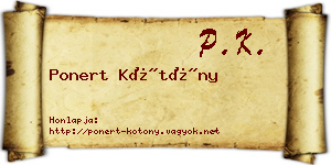 Ponert Kötöny névjegykártya